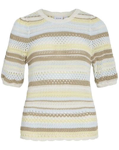 Vila - VIMina O-Neck Stripe Strik - Pastel Yellow